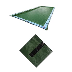 12-Year 30 ft. x 50 ft. Rectangular Forest Green In Ground Winter Pool Cover