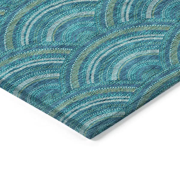 Chantille Machine Washable Indoor/Outdoor Abstract ACN984 Teal 2 ft. 6 in. x 3 ft. 10 in. Area Rug