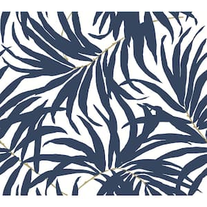 Blue Bali Leaves Peel and Stick Wallpaper 45 sq ft