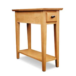 24 in. W One Drawer Narrow Side Rectangle Table with Shelf, Desert Sand, Wooden Top