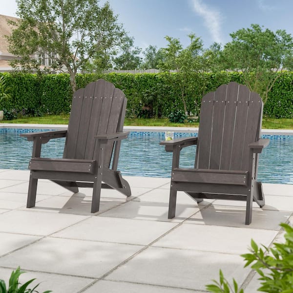 SANLUCE Coffee Plastic Folding Patio Adirondack Chair with a