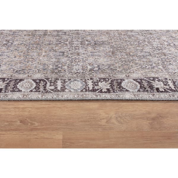 Elise Distressed Machine Washable Gray 2 ft. 6 in. x 8 ft. Runner Rug
