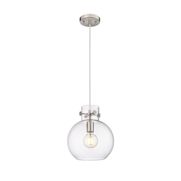 Innovations Newton Sphere 100-Watt 1 Light Satin Nickel Shaded Pendant Light with Clear glass Clear Glass Shade