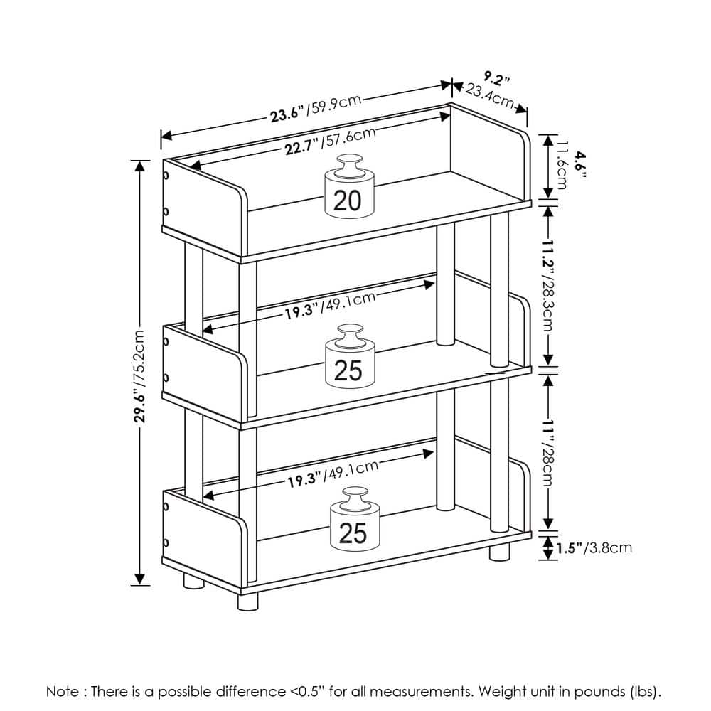 Flagstaff Oak and Black 3-Tier Freestanding Display Rack