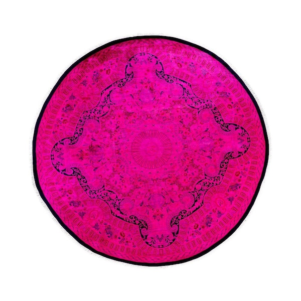 Overdyed Pink 8 ft. x 8 ft. Solid Wool Indoor Area Rug