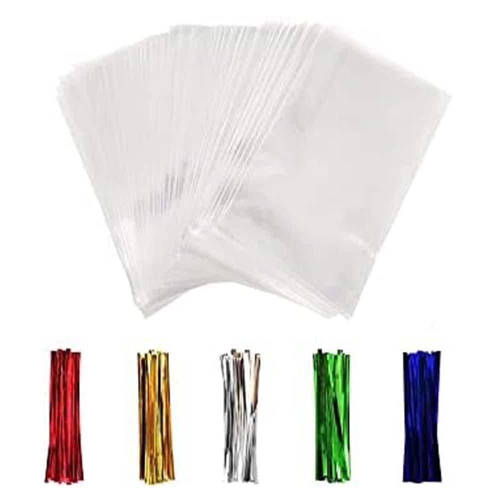 3 x 4 in. Clear Cellophane Treat Bags with Colorful Twist Ties for Candy Cookies Party Favors 100-Pack price history on PriceWatchPro