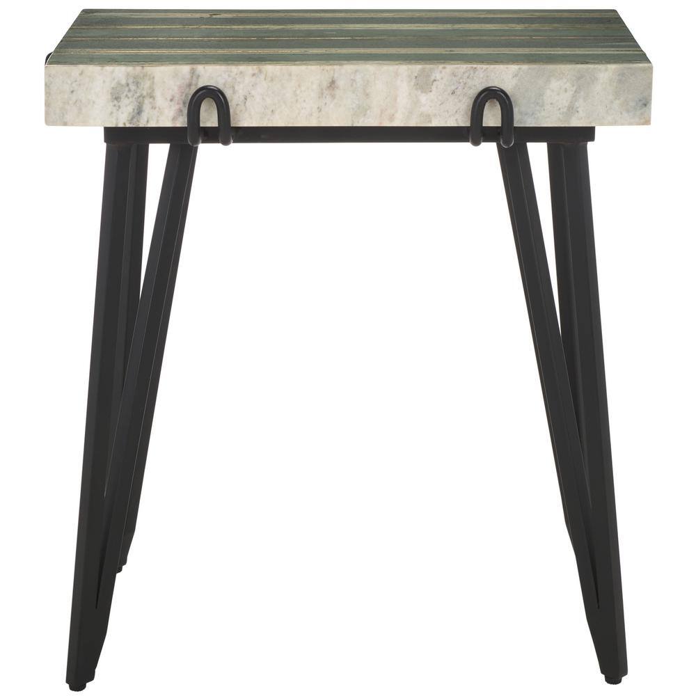 Marlin 21" Multi Marble and Black Metal Side Table