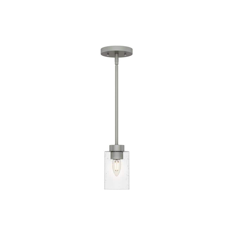 Hartland Mini Seeded Glass Jar Pendant Light in Matte Silver