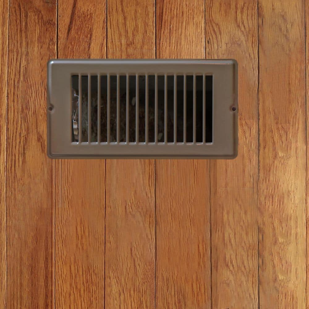 Brown Steel Floor Register with Louvered Design, 4x8 Inch