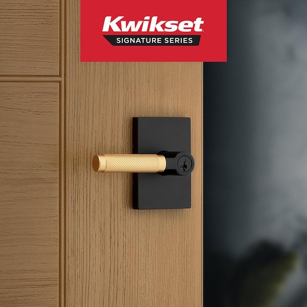 Prava Matte Black/Satin Brass Keyed Entry Door Handle featuring SmartKey Security