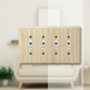 Contemporary 4 Gang Toggle Wood Wall Plate - Unfinished Ash