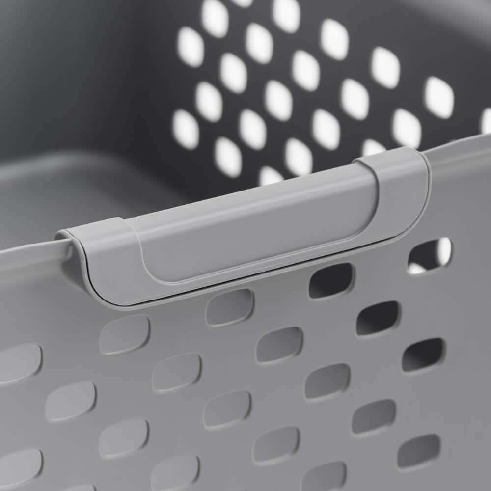 Gray Small Plastic Storage Baskets with Handles, 10-Pack