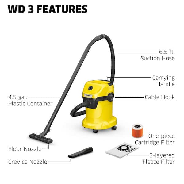 Karcher WD 3 Multi-Purpose 4.5 Gal. Wet-Dry Shop Vacuum Cleaner