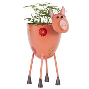 8 in. Pink Metal Eclectic Planter