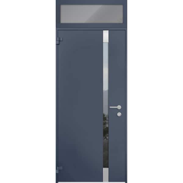 VDOMDOORS 6777 36 in. x 96 in. Left-Hand/Outswing Tinted Glass Gray Graphite Steel Prehung Front Door with Hardware