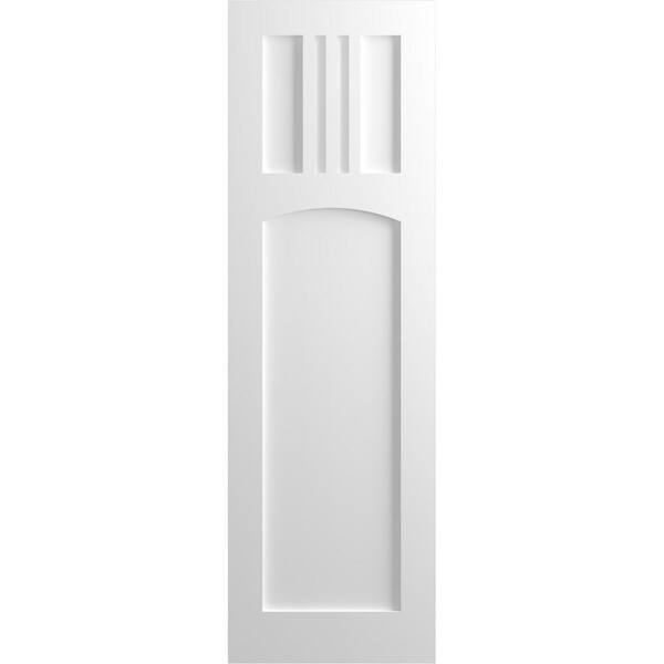 Ekena Millwork 15 in. x 68 in. PVC True Fit San Miguel Mission Style Fixed Mount Flat Panel Shutters Pair in Unfinished