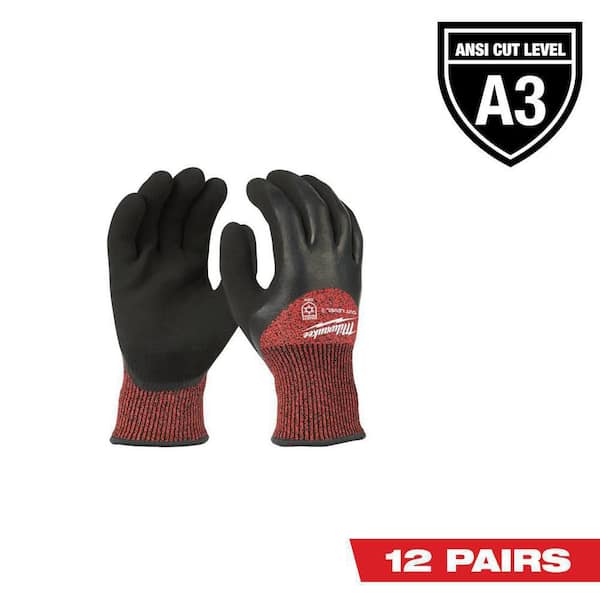 Milwaukee Small Red Latex Level 3 Cut Resistant Insulated Winter Dipped Work Gloves (12-Pack)