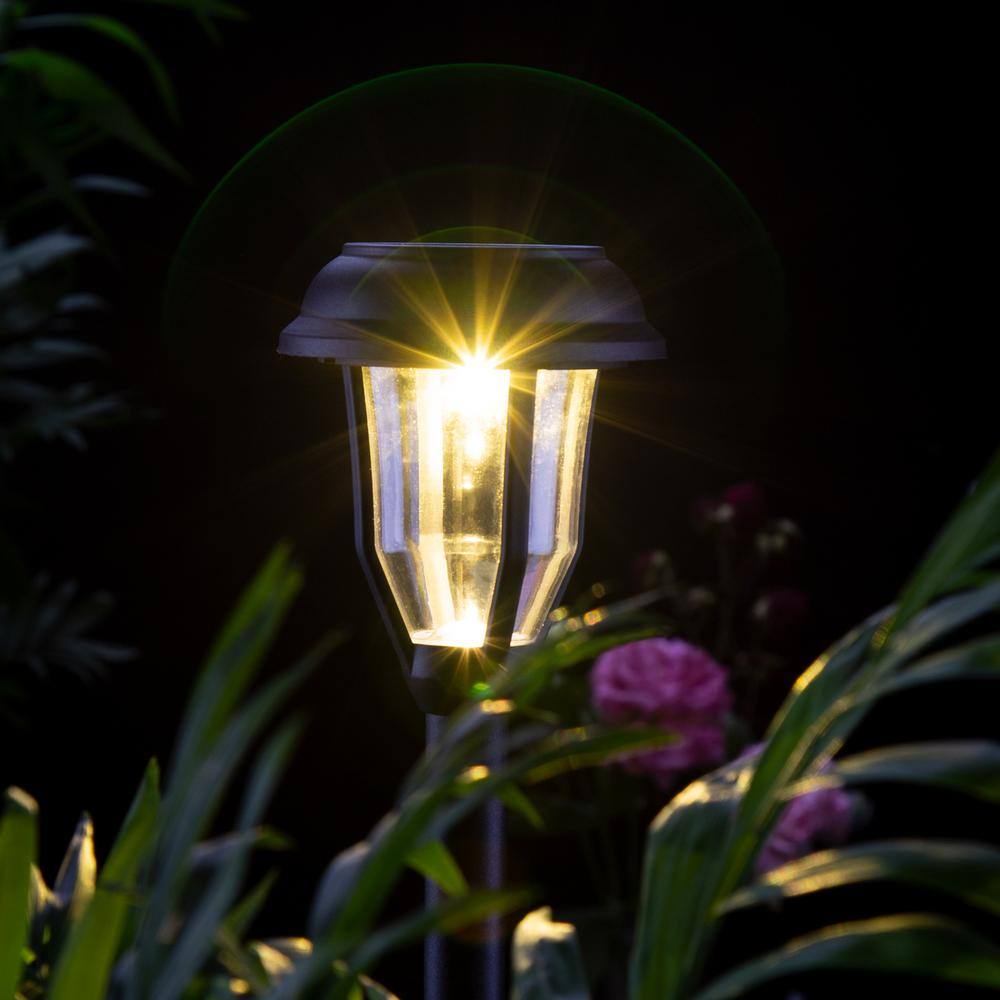 Solar Black Integrated LED Path Lights with Clear Lens (8-Pack)