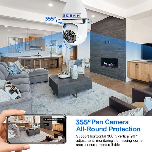 Edenn Wireless Light Bulb Indoor/Outdoor Dome WIFI Security Camera (3-Pack)
