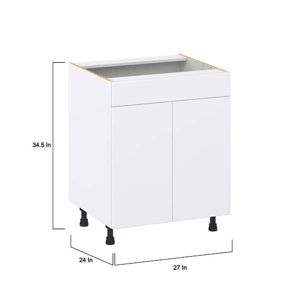 J COLLECTION Fairhope Bright White Slab Assembled Sink Base Kitchen Cabinet with a False Front (33 in. W X 34.5 in. H X 24 in. D)
