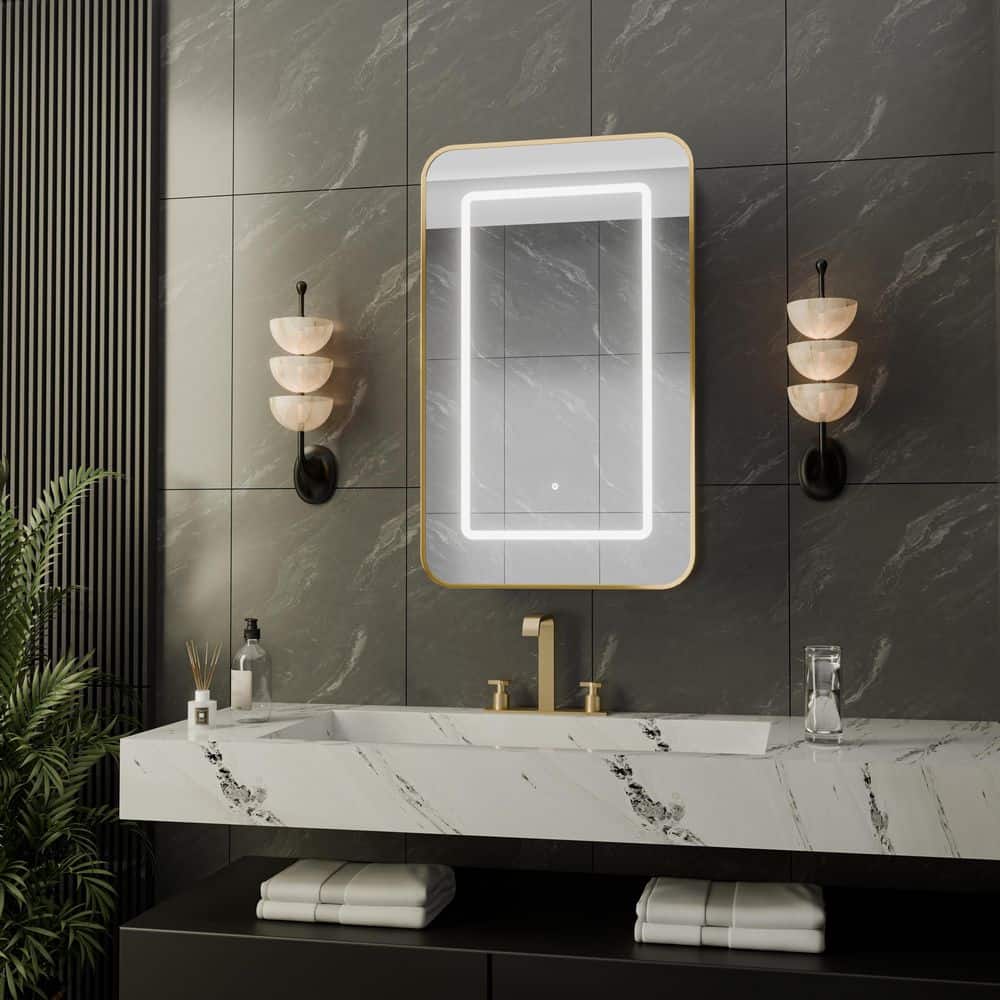 16 in. W x 26 in. H Rectangular Aluminum Framed Recessed/Surface Mount LED Medicine Cabinet with Mirror price history on PriceWatchPro