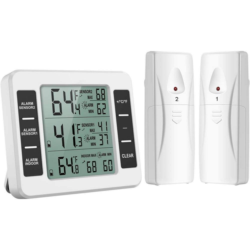 Wireless Digital Refrigerator Thermometer with 2 Wireless Sensors and LCD D