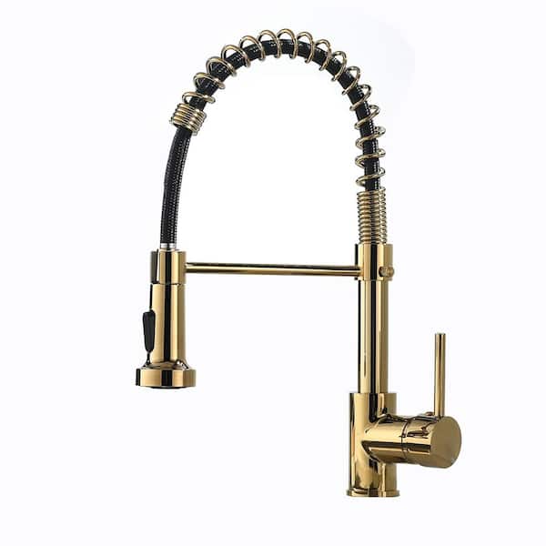Satico Single-Handle Pull-Down Sprayer Kitchen Faucet in Matte Gold