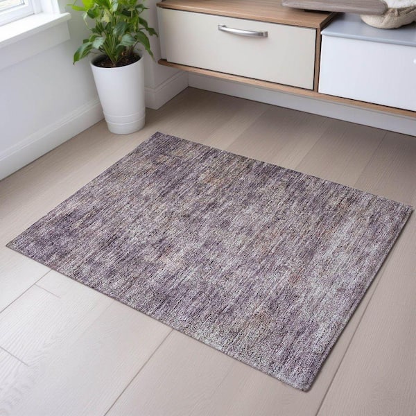 Mayfield Premium Machine Washable Abstract AMF1172 Plum 2 ft. x 3 ft. Area Rug