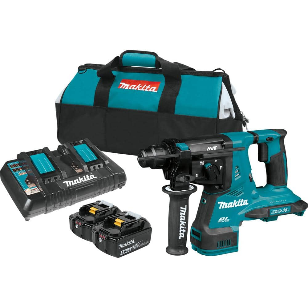 18V X2 LXT Lithium-Ion 36V 1-1/8 in. Brushless Cordless Rotary Hammer Kit 5.0 Ah -  Makita, XRH08PT