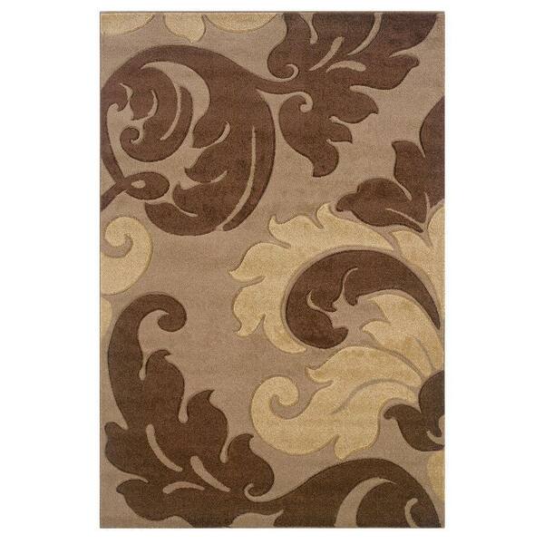 Linon Home Decor Corfu Collection Tan and Brown 2 ft. x 3 ft. Indoor Area Rug