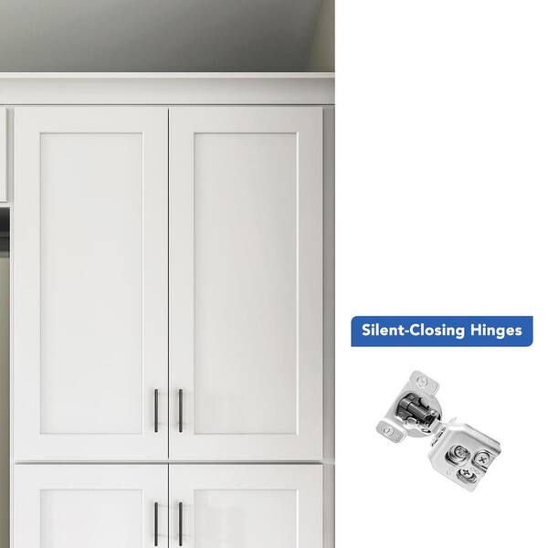 36 in. W x 24 in. D x 42 in. H Ready to Assemble Double Shaker Pantry Kitchen Cabinet in Laguna Grey