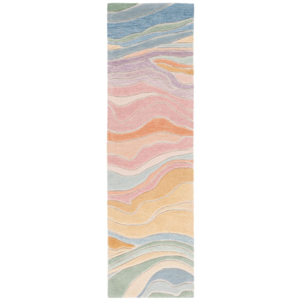 SAFAVIEH Rodeo Drive 2 ft. x 8 ft. Blue/Blush Abstract Runner Rug ...