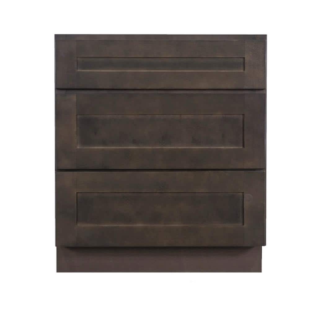 Lancaster Shaker Assembled 24 in. x 34.5 in. x 24 in. Base Cabinet with 3 Drawers in Vintage Charcoal price history on PriceWatchPro