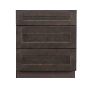 Lancaster Shaker Assembled 24 in. x 34.5 in. x 24 in. Base Cabinet with 3 Drawers in Vintage Charcoal