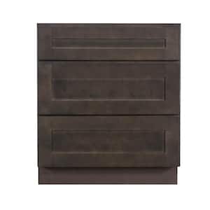 Lancaster Shaker Assembled 30 in. x 34.5 in. x 24 in. Base Cabinet with 3 Drawers in Vintage Charcoal