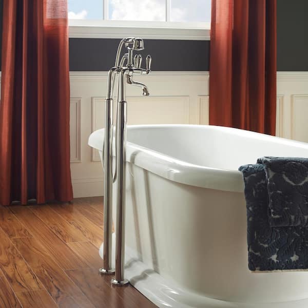 Traditional 3-Handle Freestanding Tub Faucet Trim Kit 36 in. with Hand Shower in. Polished Nickel