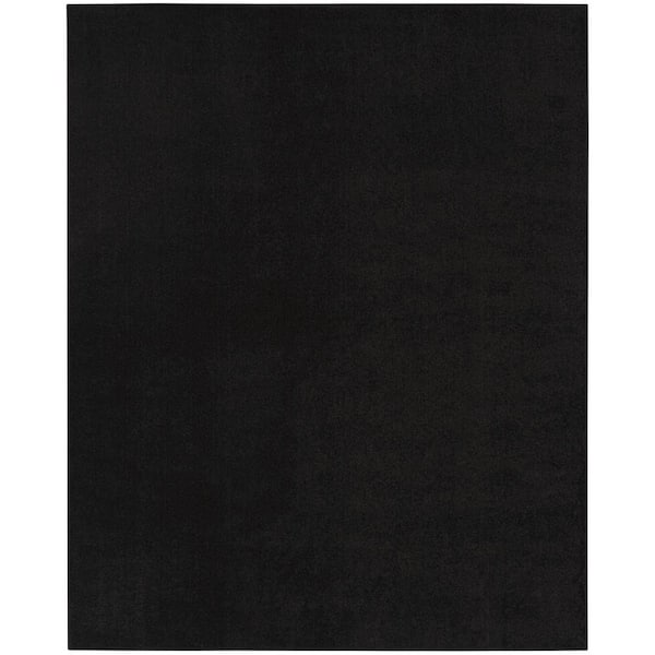 Essentials 8 ft. x 10 ft. Black Solid Contemporary Indoor/Outdoor Patio Area Rug