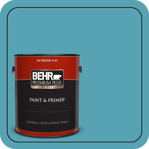 BEHR PREMIUM PLUS 1 gal. #M470-5 Explorer Blue Flat Exterior Paint & Primer