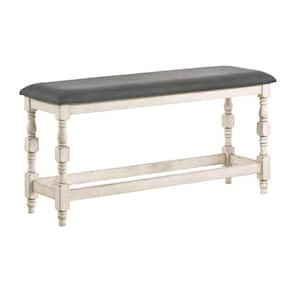 Ivory and Gray 50.75 in. Backless Bedroom Bench