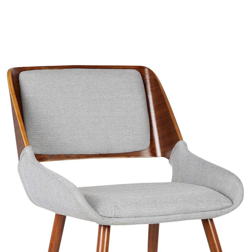 Mid-Century Modern Gray Faux Leather Side Chair with Walnut Accents
