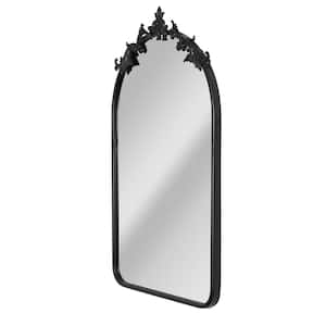 22 in. W x 38 in. H Vintage Arch Black Ornate Metal Framed Accent Wall Mirror