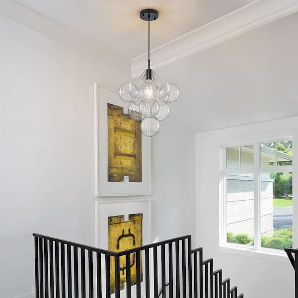 GoYeel Bublume 1-Light Black Modern Clear Swirled Glass Bubble
