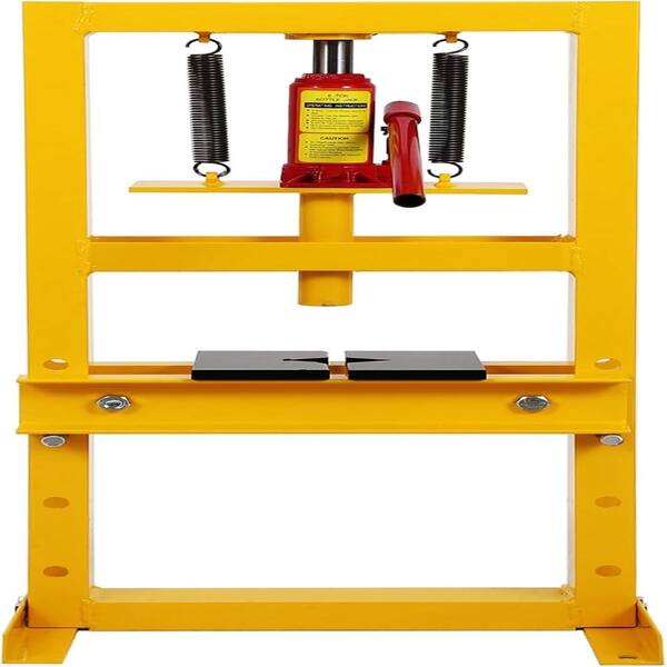 6T H-Frame Hydraulic Shop Press with Adjustable Height Table, Stamping Plates for Gears, Bearings, U-Joints, Auto Repair