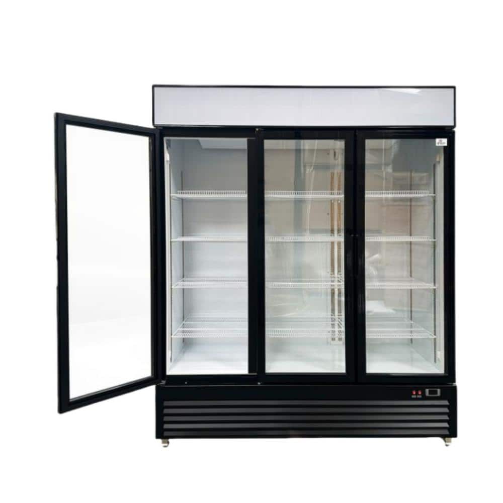 64 in. 49.8 cu. ft. Commercial Refrigerator Merchandiser 3 Glass Door in Black Stainless Steel