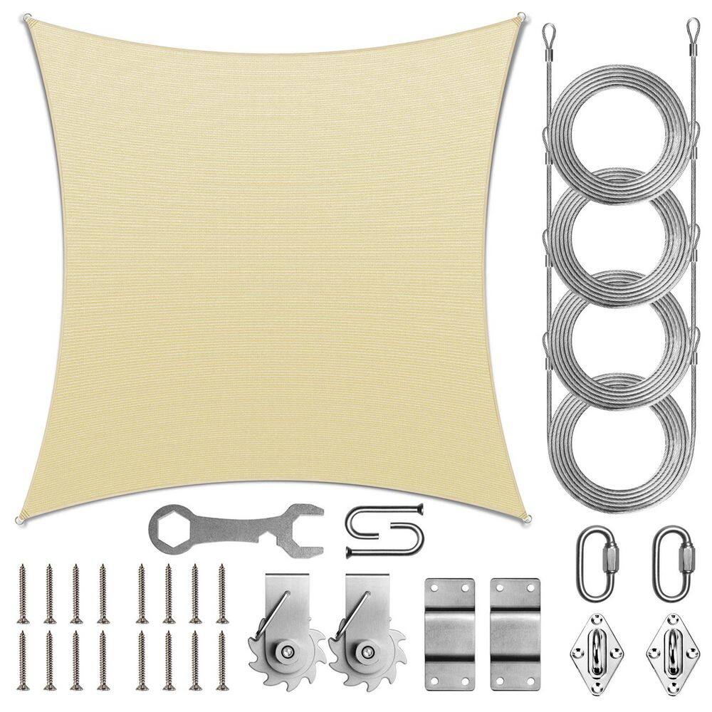 12 ft. x 12 ft. Square Sun Shade Sail with Hardware TAWAL-Beige price history on PriceWatchPro