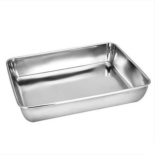 Stainless Steel Cookie Sheet Pan Mirror Finish Deep Edge Dishwasher Safe Oven Safe Silver Metal for All Cooktops 1 Pc