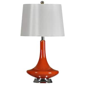 26 in. Orange Table Lamp with White Hardback Fabric Shade