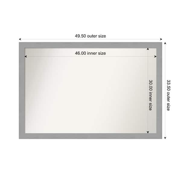 Amanti Art Brushed Nickel 49.5 in. x 33.5 in. Custom Non-Beveled Recycled Polystyrene Framed Bathroom Vanity Wall Mirror