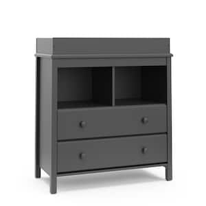 Alpine Gray 2 Drawer Changing Table Kids Dresser (34.88 in. W x 17.60 in. D x 38.94 in. H)