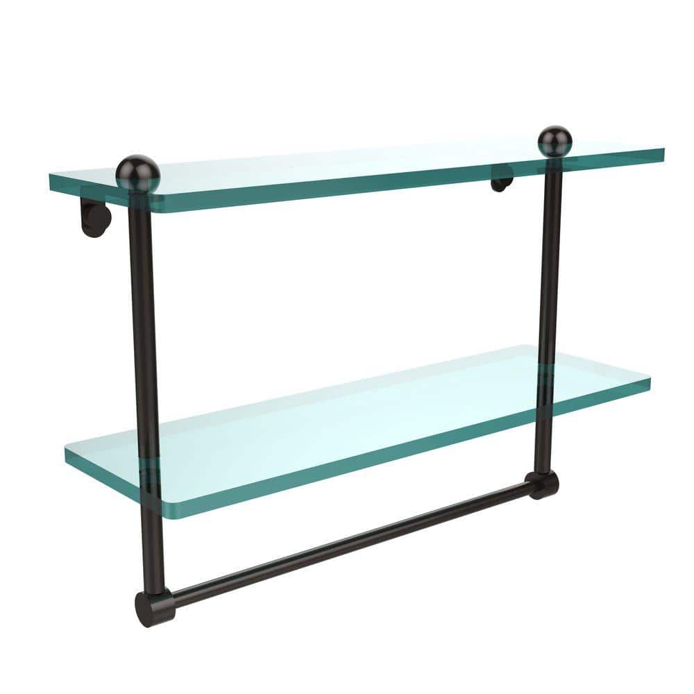 Allied Brass 16 in. L x 12 in. H x in. W 2-Tier Clear Glass Bathroom Shelf  with Towel Bar in Oil Rubbed Bronze RC-2/16TB-ORB The Home Depot
